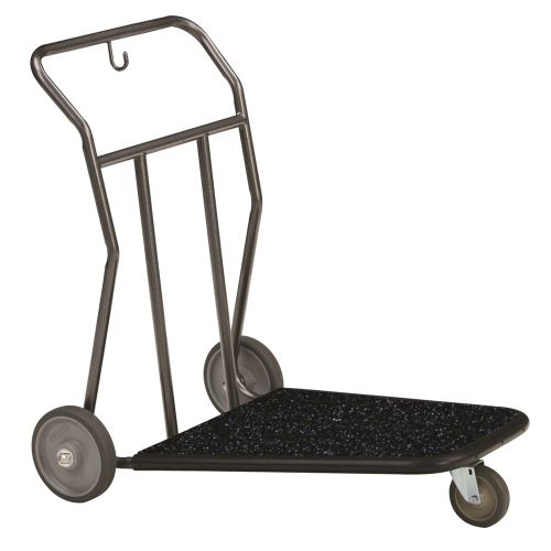 Luggage Cart, Self Serve, Steel Deck w/Mat & Bumper, 25.50Wx26.75Hx37D, Silver Vein
